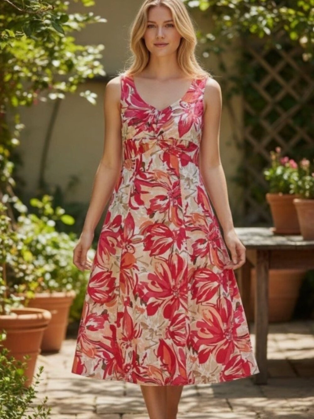Coldwater Creek Twist-Front Fit-And-Flare Dress Size 8
